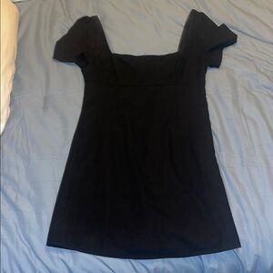 Princess Polly Black Sheath Mini Dress with Puff Cap Sleeves